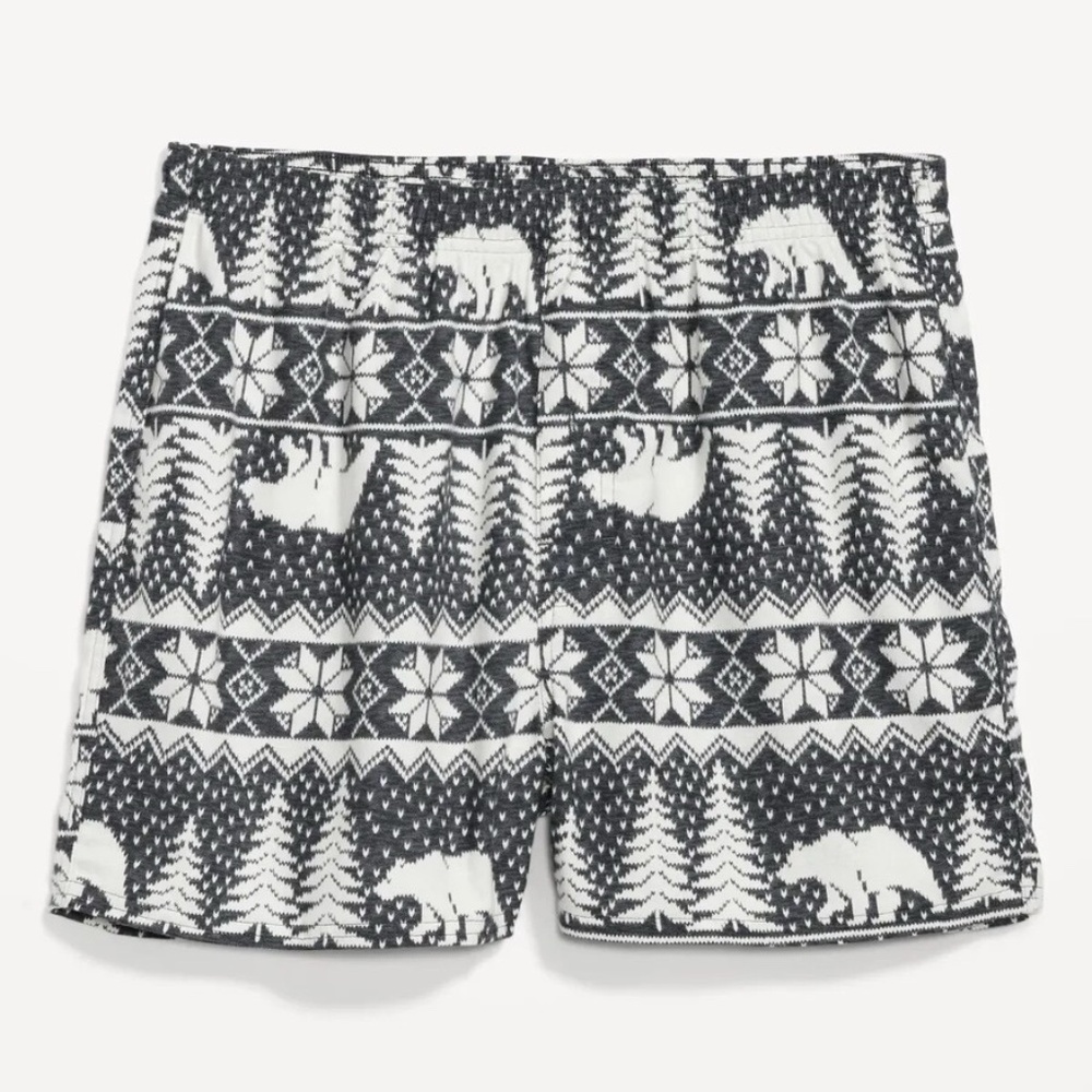 Old Navy Flannel Polar Bear Fair Isle Boxer Shorts Gray White XL EUC